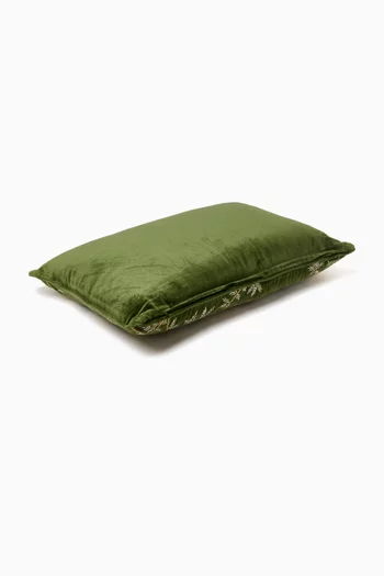 Botanical Embroidered Cushion in Velvet