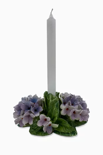 Hydrangea Candelabra in Hand-painted Ceramic