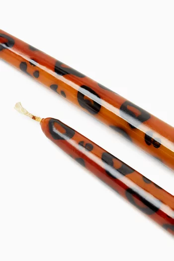 Leopard Print Candlesticks in Wax, Set of 2