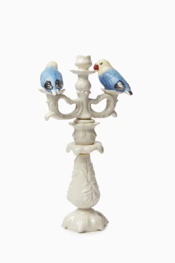 Birds Candelabra in Hand-painted Ceramic