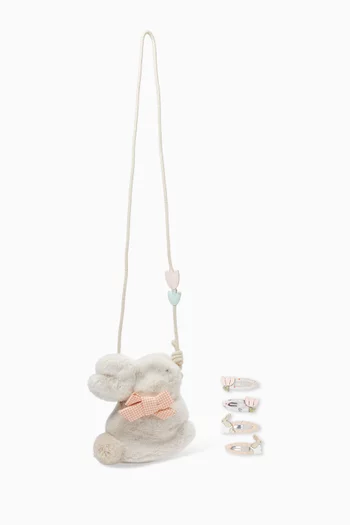 Fluffy Bunny Bag & Hair Clip Set
