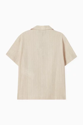 Stripe Jacquard Shirt in Linen-blend