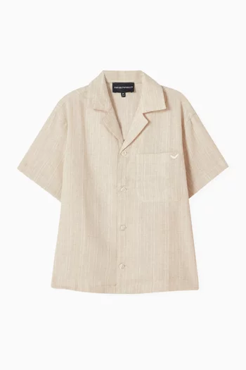 Stripe Jacquard Shirt in Linen-blend