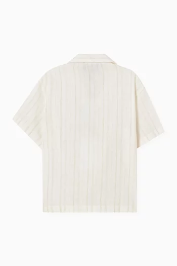 Stripe Jacquard Shirt in Linen-blend