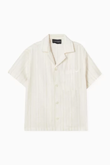 Stripe Jacquard Shirt in Linen-blend