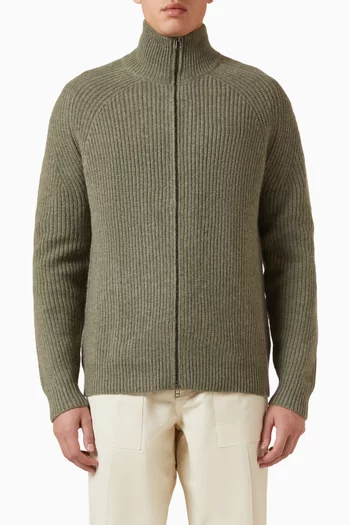 Delta Zip Knit Sweater in Wool