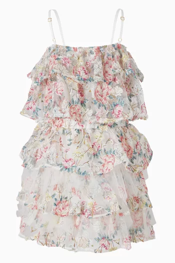 Frill Embroidered Mini Dress