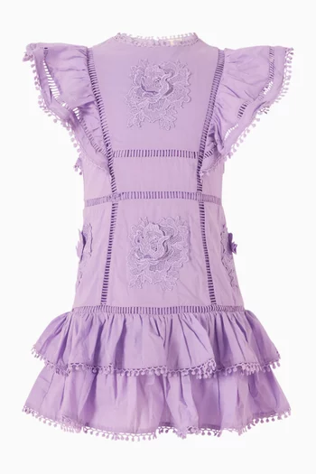 Carloyn Frilled Mini Dress in Cotton