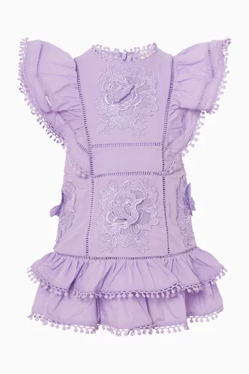Carolyn Frill Mini Dress in Cotton