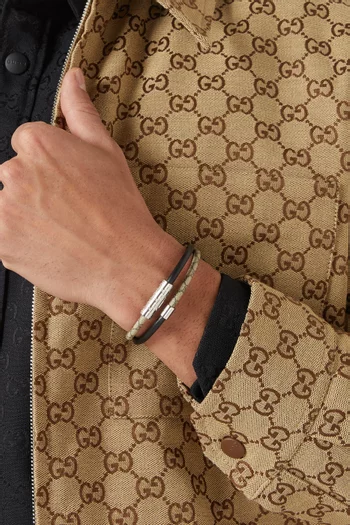 GG Double Bracelet in Leather & Canvas