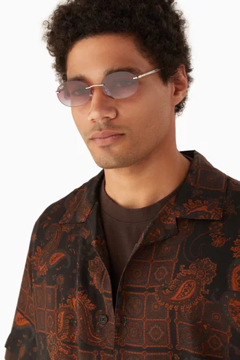 نظارة شمسية بإطار بيضاوي معدن