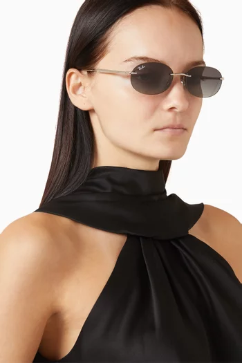 نظارة شمسية بإطار بيضوي معدن