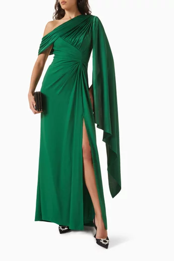 Ember Cape-sleeve Gown in Crepe