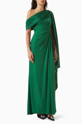 Ember Cape-sleeve Gown in Crepe