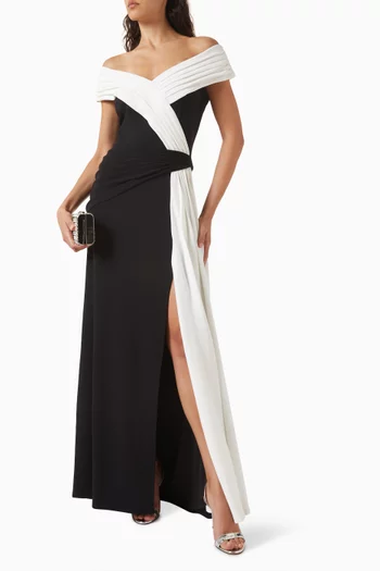 Lohner Draped Sash Gown in Crepe