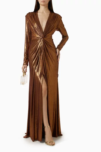 Drape Gown in Metallic-jersey