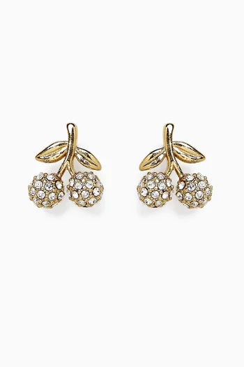 Pavé Cherry Stud Earrings in Plated Brass