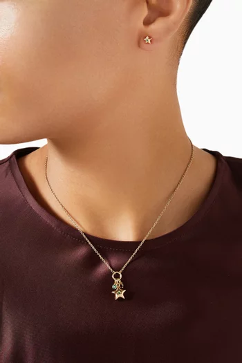 Star Pendant Necklace & Earrings Set in Plated Brass