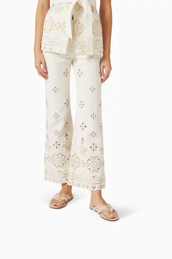 Frayed Flecked Flat Sandals in Canvas