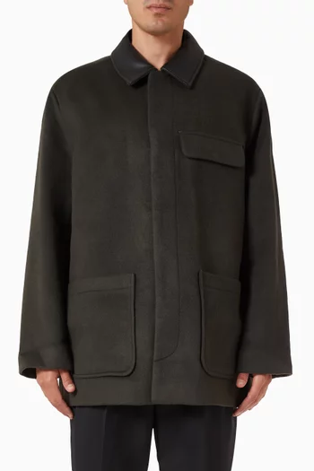 Melton Car Coat in Wool-blend