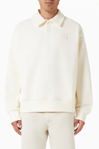 Logo Polo Sweater in Cotton Terry