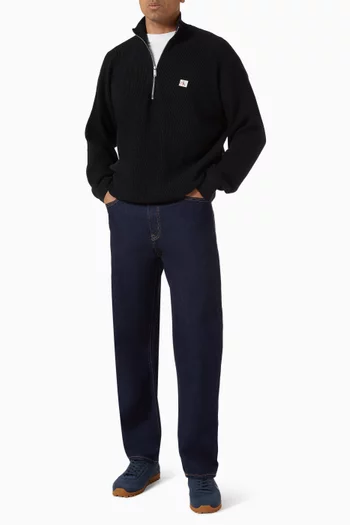 Waffle Quarter Zip Sweater in Cotton