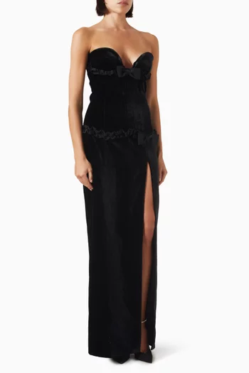 Bustier Slit Dress in Velvet