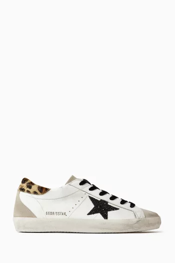 Super-star Sneakers in Leather & Glitter