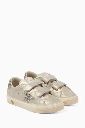 May School Sneakers in Metallic Leather