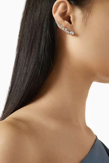Crystal Crawler Earrings in Rhodium-plated Brass