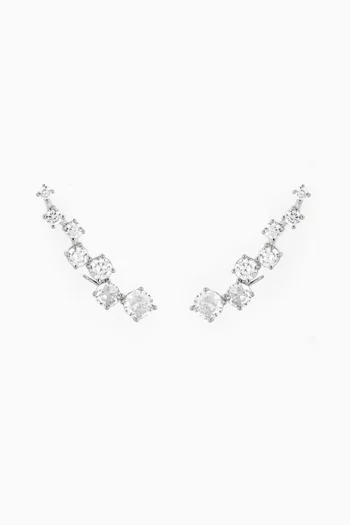 Crystal Crawler Earrings in Rhodium-plated Brass