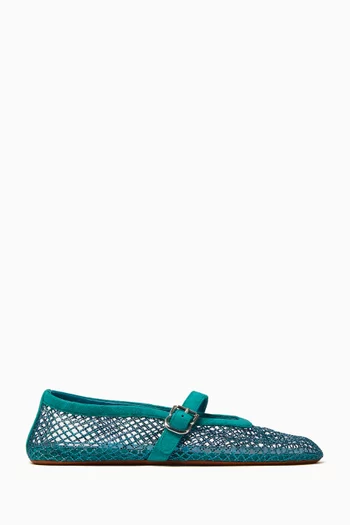 Fishnet Ballet Flats in Crystal Mesh