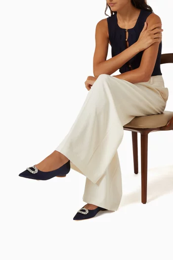 Aziza Crystal Ballerina Flats in Satin
