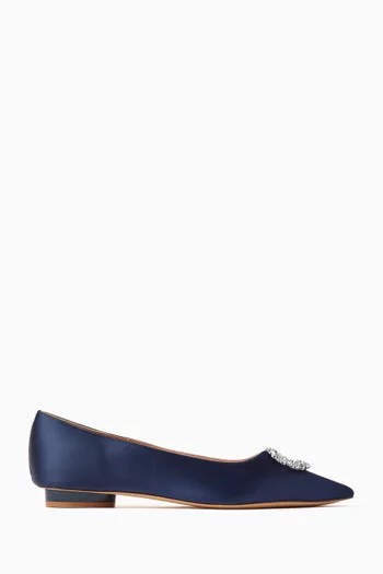 Aziza Crystal Ballerina Flats in Satin