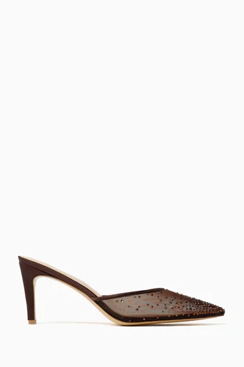 Rada 75 Crystal Mules in Mesh & Satin