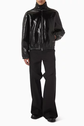 Vinyl Zipped Bomber Jacket in Cotton-blend