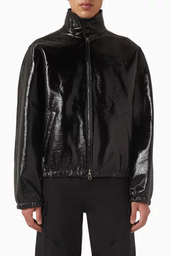 Vinyl Zipped Bomber Jacket in Cotton-blend