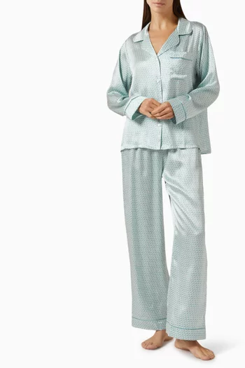 Inez Printed Long PJ Set in Washable Silk