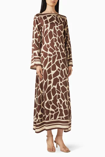 Orsino Printed Dress in Viscose Satin
