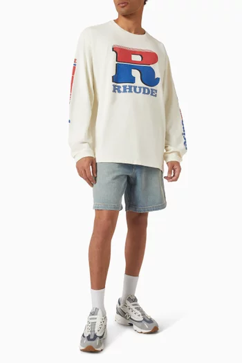 Boxy Traxedo Shorts in Denim