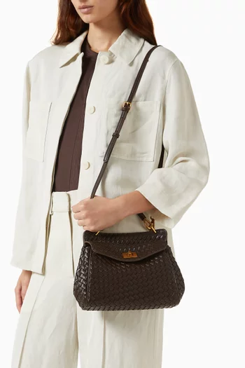 Lucia Classic Top-handle Bag in Woven Vegan Leather