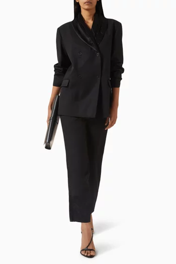 Jiha Shawl Collar Jacket in Satin Wool-blend