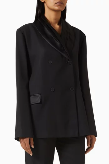 Jiha Shawl Collar Jacket in Satin Wool-blend