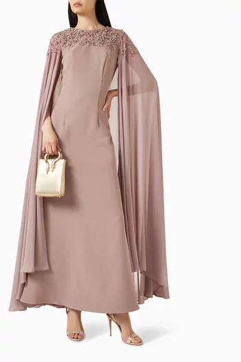 Bead-embellished Mermaid Gown in Crepe