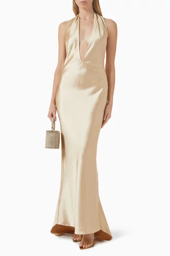 Maren Open-back Gown in Satin
