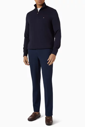 Flag Embroidered Zip Sweater in Cotton-knit
