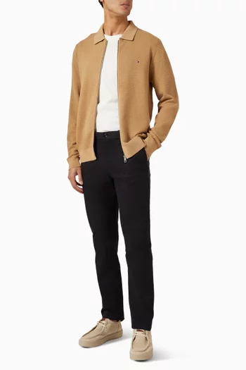 Seasonal Structure Zip Polo Sweater in Cotton