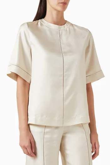 Havana Lace-stitch T-shirt in Silk