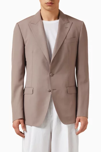 Single-breasted Jacket in Wool Poplin