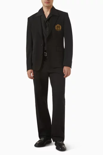 Single-breasted Bistretch Jacket in Wool-canvas